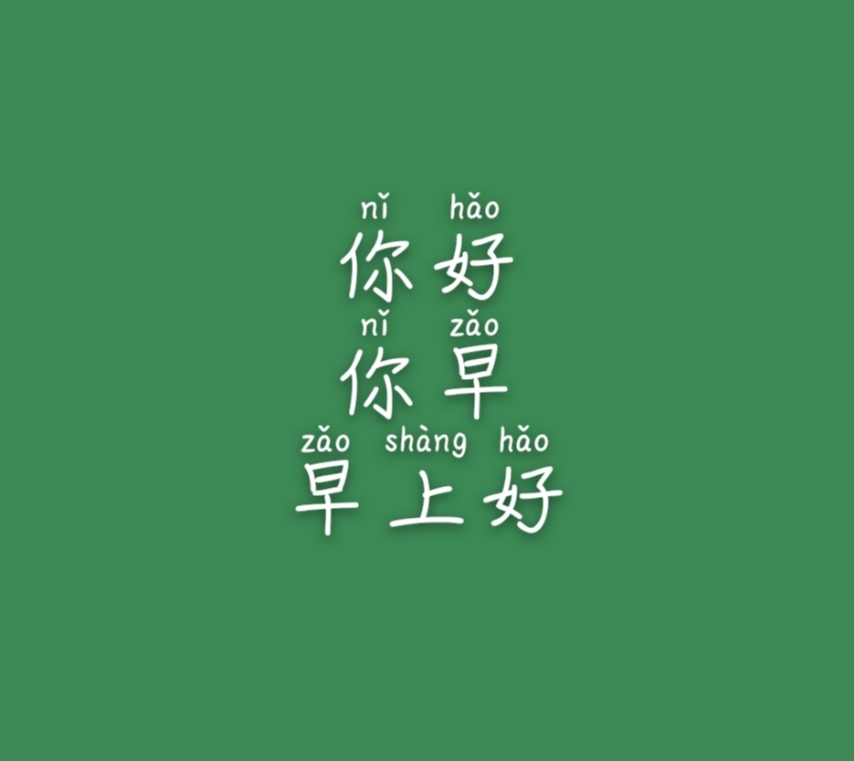 你好，你早，早上好
